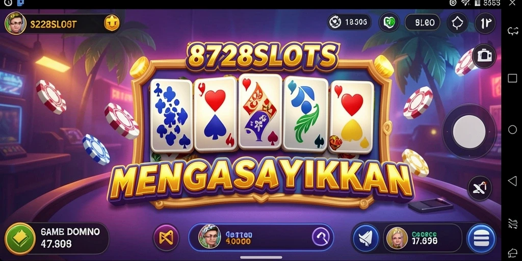 Tampilan seru gameplay 8728SLOTS saat bermain Domino.